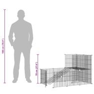 Клетка за животни с врата, 20 панела, черна, 35x35 см, стомана