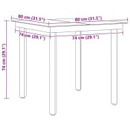 Градинска трапезна маса, черна, 80x80x74 см, стомана и стъкло