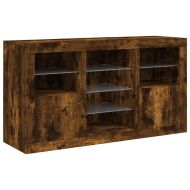 Сайдборд с LED светлини, oпушен дъб, 123x37x67 см