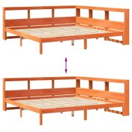 Легло с етажерка за книги, без матрак, 180x200 см, бор масив