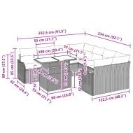 Градински Софа Комплект с възглавница 9 pcs Кафяво Полиратан