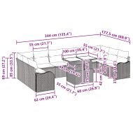 Градински Софа Комплект с възглавница 11 pcs Кафяво Полиратан
