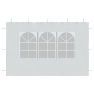 Странични стени за парти шатра, 2 бр, с прозорци, PE, бели