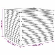 Повдигната леха, 100 x 100 x 77 см, поцинкована стомана, сива