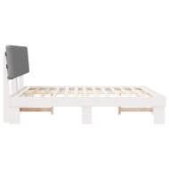 Леглова рамка с тапицирана гръбна част Светлосиво 180 x 200 cm