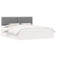 Леглова рамка с тапицирана гръбна част Светлосиво 200 x 200 cm