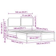 Леглова рамка с тапицирана гръбна част Черно 140 x 190 cm