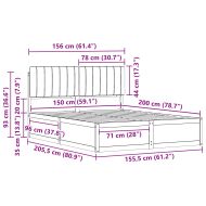 Леглова рамка с тапицирана гръбна част Черно 150 x 200 cm