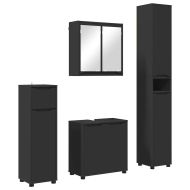 Комплект мебели за баня с чекмедже 4 pcs Черно Инженерно дърво