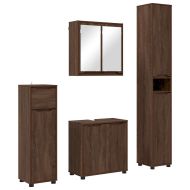 Комплект мебели за баня с рафт 4 pcs Кафяв дъб Инженерно дърво