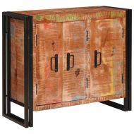 Стъклена витрина с врати Солидно рециклирано дърво и метал