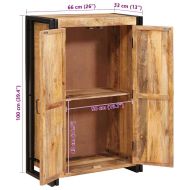 Витрина с врати Кафяво Масивно грубо мангово дърво и метал