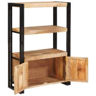 Рафт за книги с вратички Солидно грубо мангобо дърво и метал