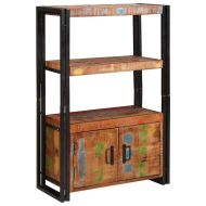 Рафт за книги с вратички Солидно рециклирано дърво и метал