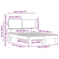 Леглова рамка с тапицирана гръбна част Черно 150 x 200 cm