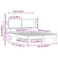 Леглова рамка с тапицирана гръбна част Таупе 140 x 200 cm