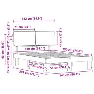 Леглова рамка с тапицирана гръбна част Черно 140 x 190 cm
