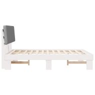 Леглова рамка с тапицирана гръбна част Светлосиво 135 x 190 cm