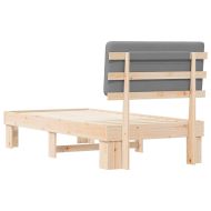 Леглова рамка с тапицирана гръбна част Светлосиво 100 x 200 cm