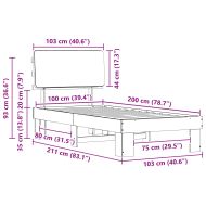 Леглова рамка с тапицирана гръбна част Таупе 100 x 200 cm