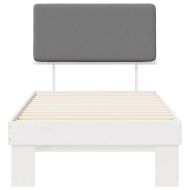 Леглова рамка с тапицирана гръбна част Светлосиво 100 x 200 cm