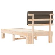 Леглова рамка с тапицирана гръбна част Таупе 90 x 200 cm