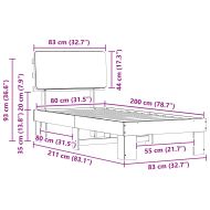 Леглова рамка с тапицирана гръбна част Таупе 80 x 200 cm