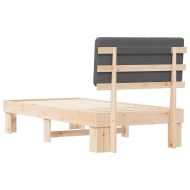 Леглова рамка с тапицирана гръбна част Тъмен сив 90 x 190 cm