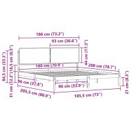 Леглова рамка с тапицирана гръбна част Тъмен сив 180 x 200 cm
