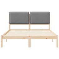 Леглова рамка с тапицирана гръбна част Светлосиво 160 x 200 cm