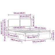 Леглова рамка с тапицирана гръбна част Черно 120 x 190 cm