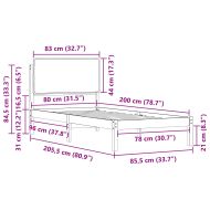 Леглова рамка с тапицирана гръбна част Таупе 80 x 200 cm