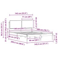 Леглова рамка с тапицирана гръбна част Таупе 140 x 200 cm