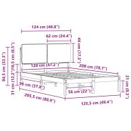 Леглова рамка с тапицирана гръбна част Черно 120 x 200 cm