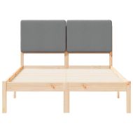 Леглова рамка с тапицирана гръбна част Светлосиво 135 x 190 cm