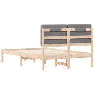 Леглова рамка с тапицирана гръбна част Светлосиво 135 x 190 cm