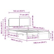 Леглова рамка с тапицирана гръбна част Таупе 135 x 190 cm