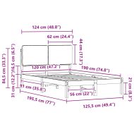 Леглова рамка с тапицирана гръбна част Тъмен сив 120 x 190 cm