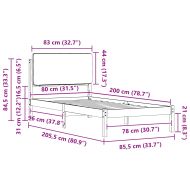Леглова рамка с тапицирана гръбна част Тъмен сив 80 x 200 cm