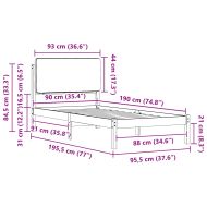 Леглова рамка с тапицирана гръбна част Тъмен сив 90 x 190 cm
