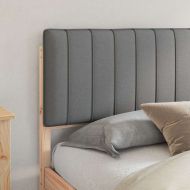 Леглова рамка с тапицирана гръбна част Светлосиво 180 x 200 cm