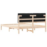 Леглова рамка с тапицирана гръбна част Черно 150 x 200 cm