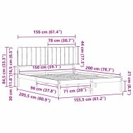 Леглова рамка с тапицирана гръбна част Светлосиво 150 x 200 cm