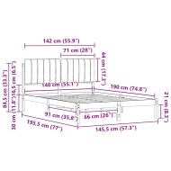Леглова рамка с тапицирана гръбна част Светлосиво 140 x 190 cm