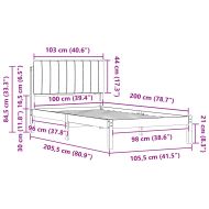 Леглова рамка с тапицирана гръбна част Светлосиво 100 x 200 cm