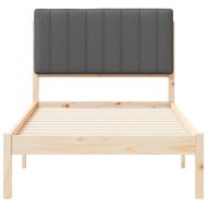 Леглова рамка с тапицирана гръбна част Тъмен сив 90 x 190 cm