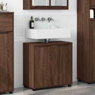 Шкаф за баня с мивка Кафяв дъб 60 x 30 x 60 cm Инженерно дърво