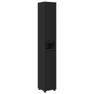 Шкаф за баня с рафт Черно 30,5 x 30 x 195 см Инженерно дърво