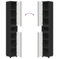 Шкаф за баня с рафт Черно 30,5 x 30 x 195 см Инженерно дърво