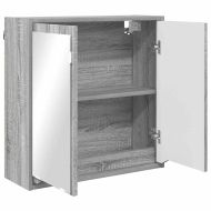 Шкаф с огледало за баня с рафт Сив Сонома 60 x 20 x 60 cm